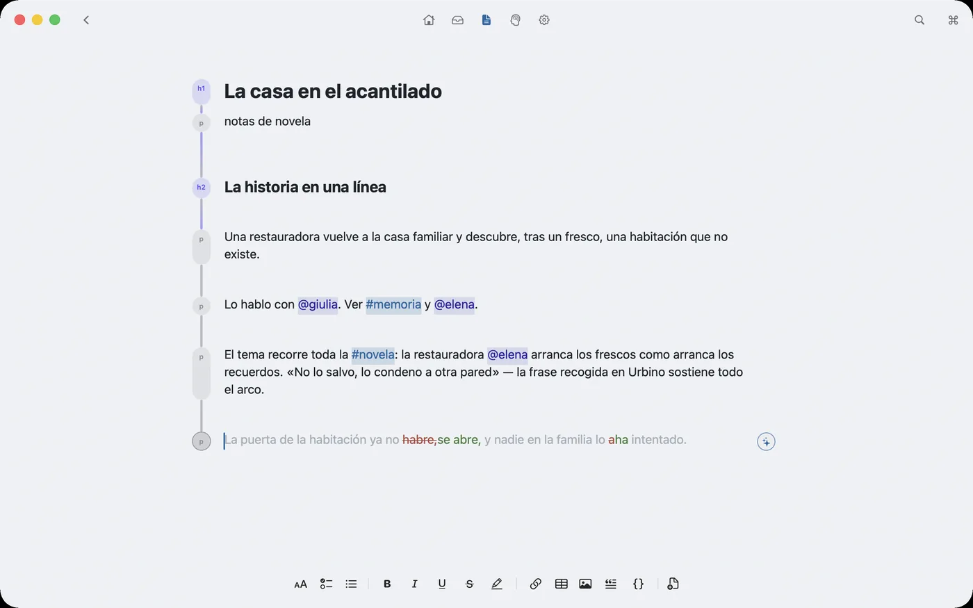 Se escribe en Markdown, por bloques